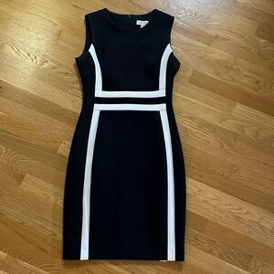 Calvin Klein Black and White Midi Dress